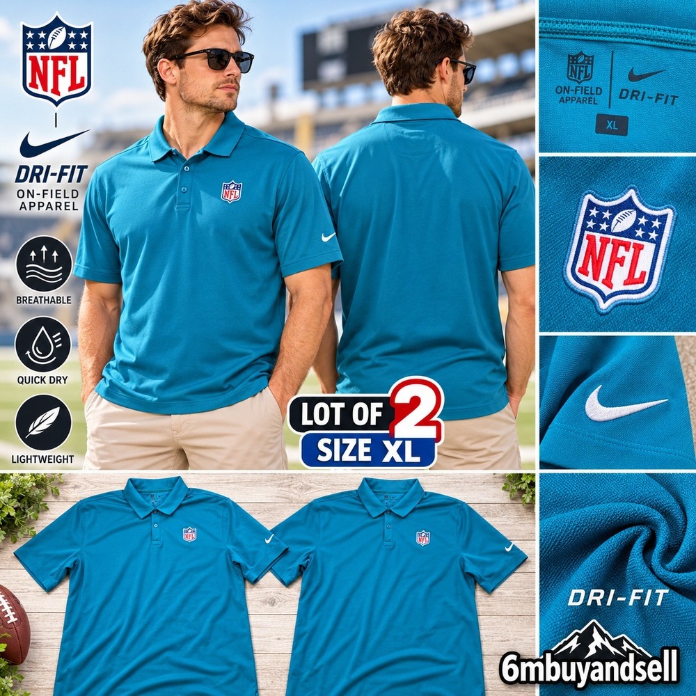 Nike NFL On-Field Dri-FIT Polo Shirt Mens XL Teal Blue Performance Lot of 2